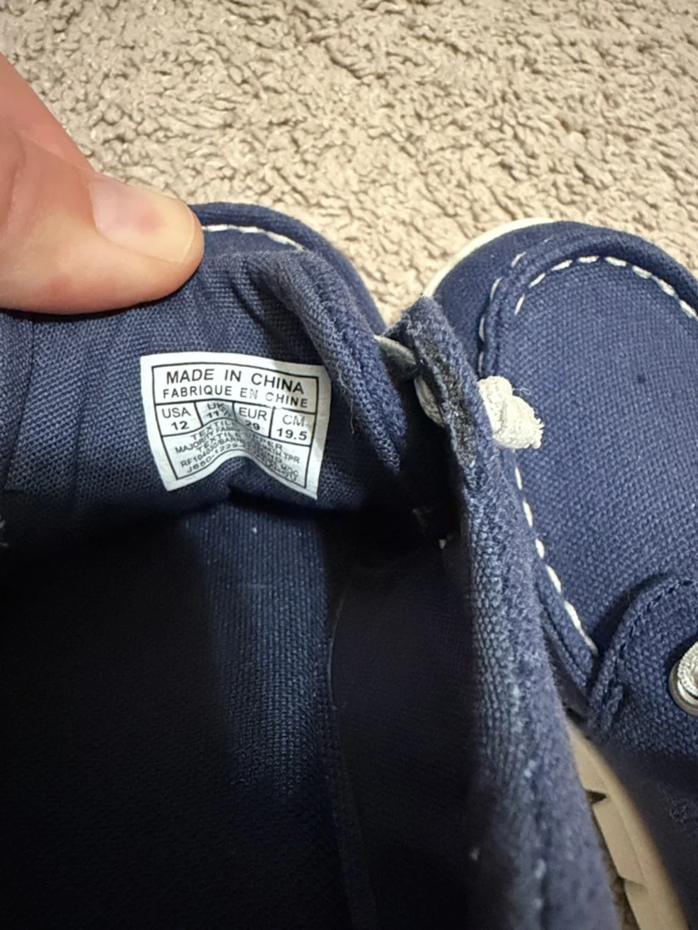 Polo by Ralph Lauren Kids Navy Canvas Moccasins with White Laces